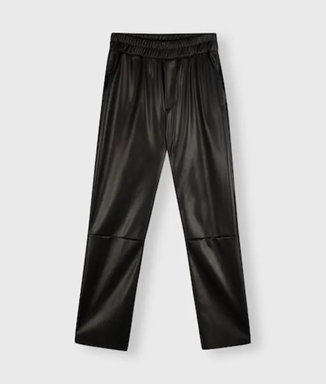 10DAYS, 200413204 LEATHER LOOK CROPPED JOGGER, 1012 BLACK