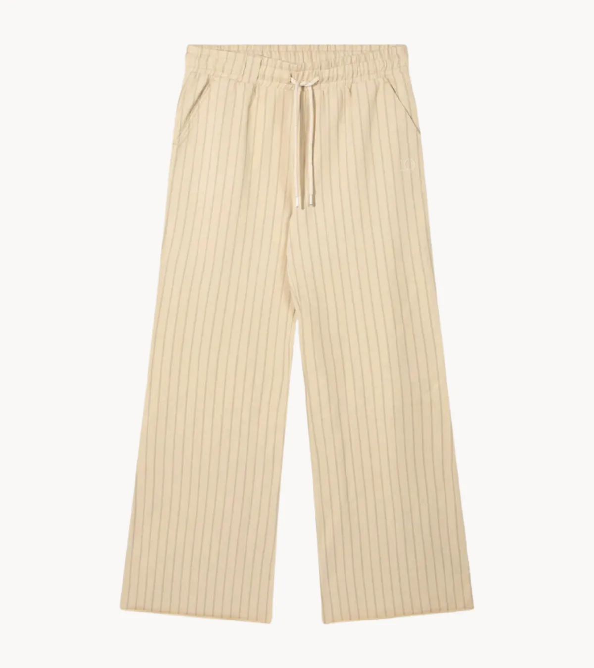 10DAYS Broek flared jogger pinstripe light latte