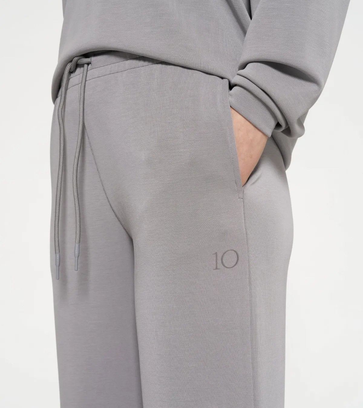 10DAYS Broek flared jogger scuba graphite