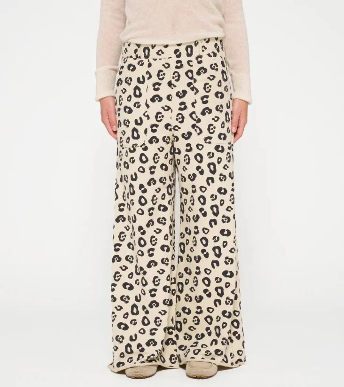 10DAYS Broek wide jogger leopard oyster