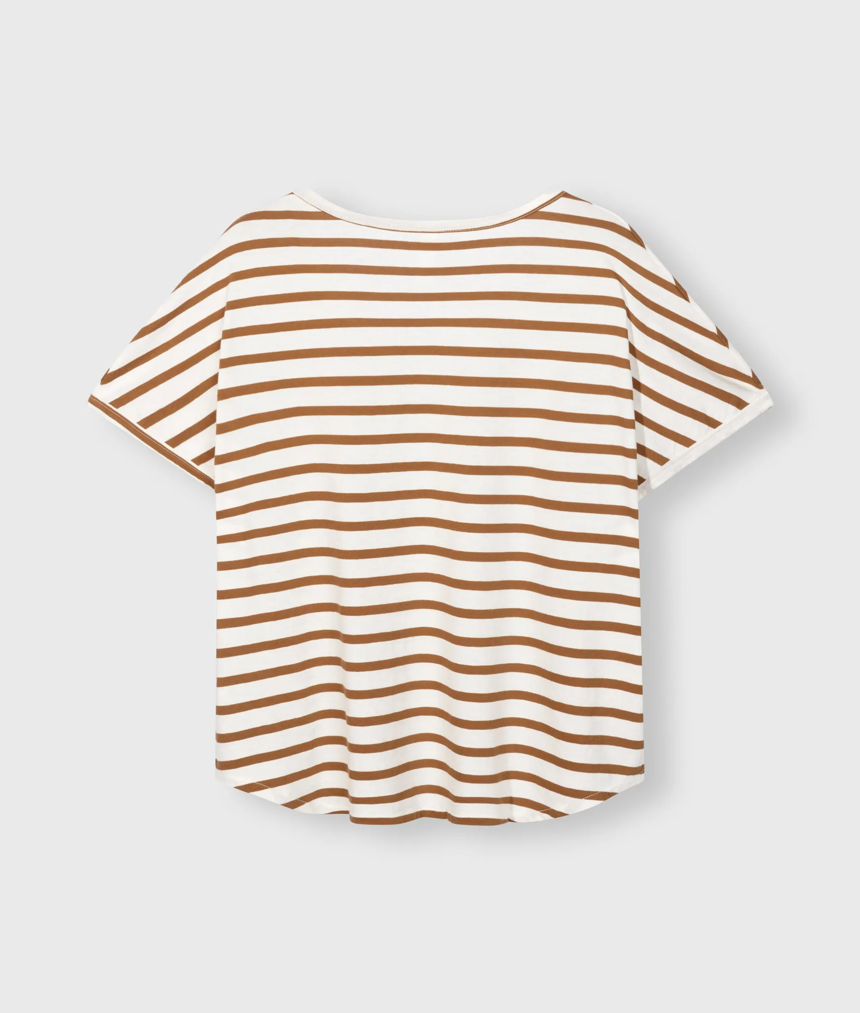 10DAYS VNECK TEE STRIPE ECRU/BROWN