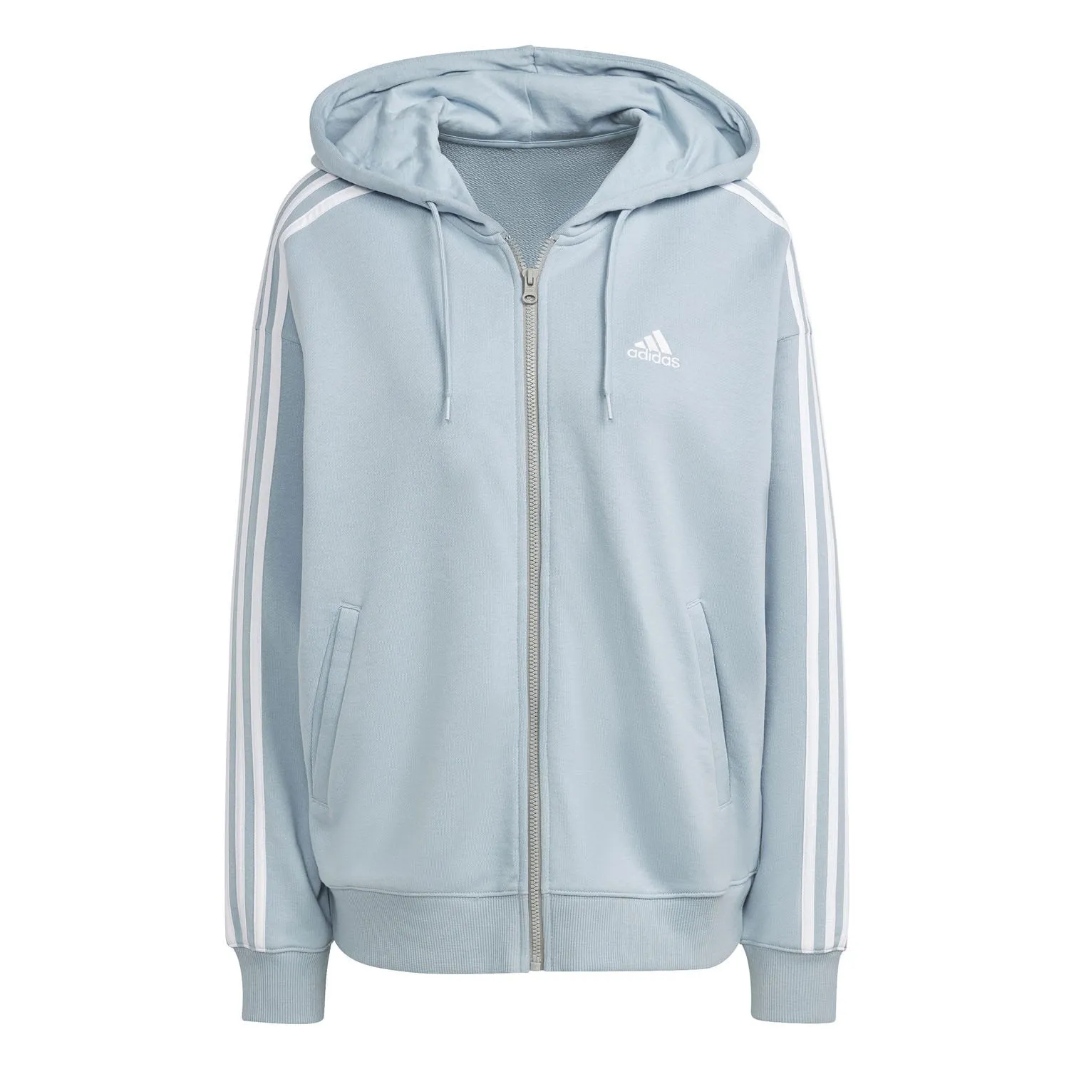 ADIDAS ESSENTIALS 3STRIPES FRENCH TERRY OVERSIZED FULL ZIP HOODIE