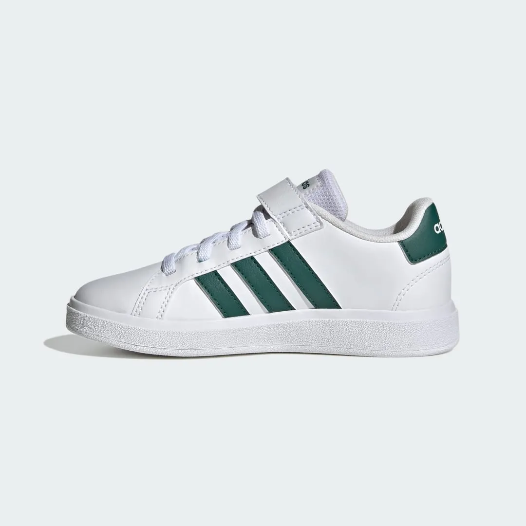 adidas Grand Court Court met Elastische Veters en Klittenband Cloud White / Collegiate Green / Cloud White (IG4842)