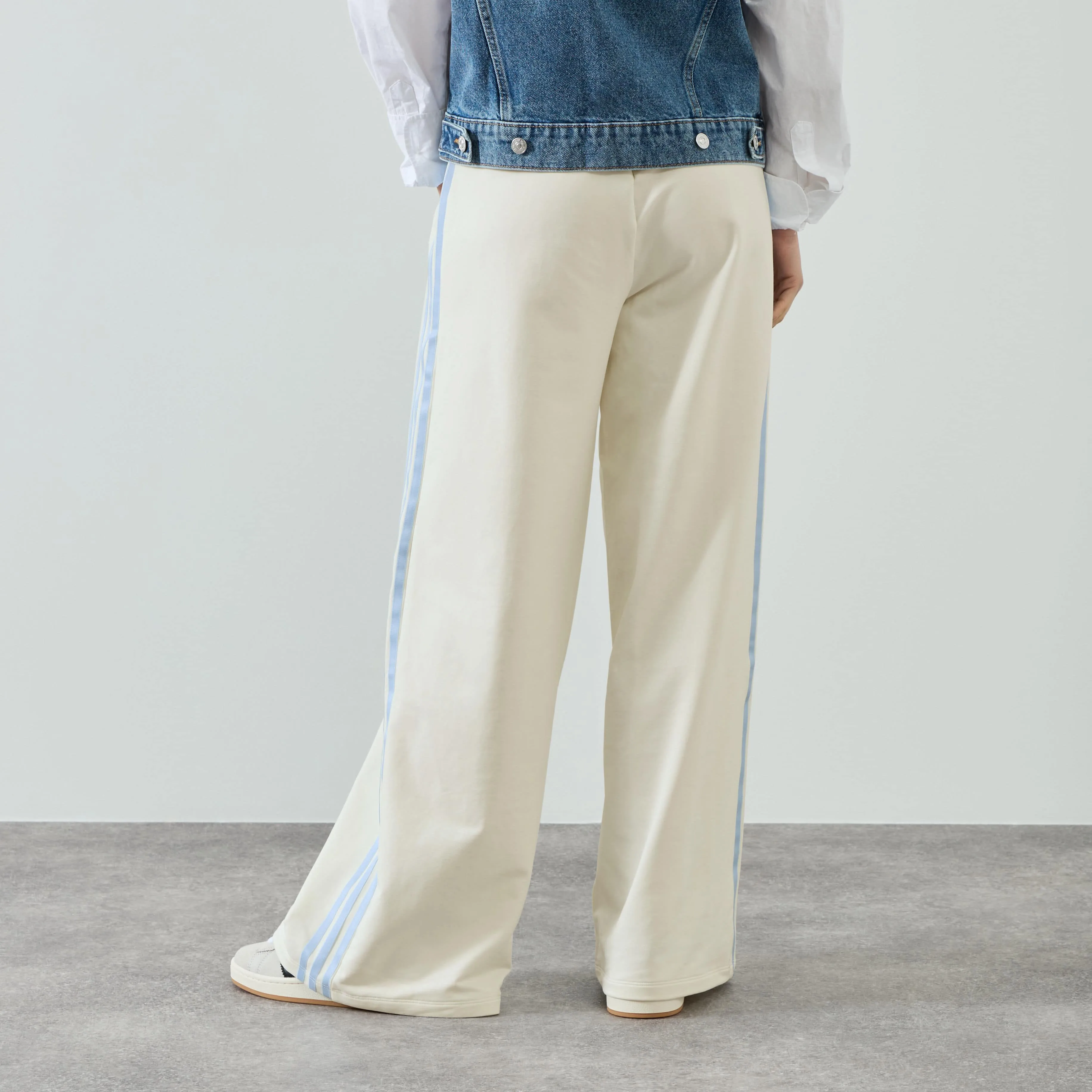 ADIDAS ORIGINALS PANT JOGGER TRACKSUIT WIDE LEG ECRU/BLEU