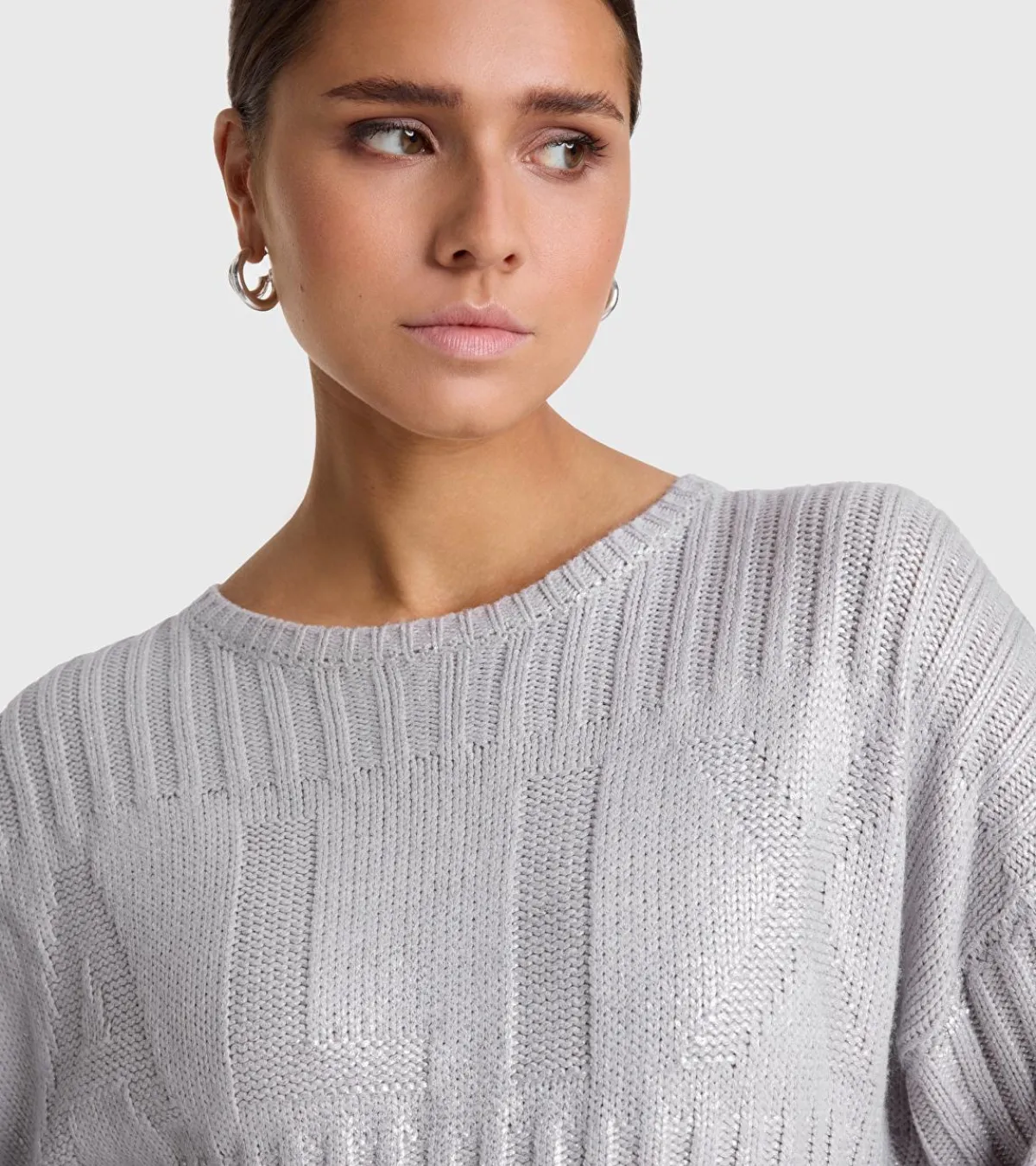 Alix The Label Trui ladies knitted foil pullover champagne