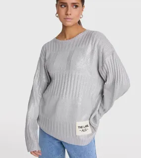 Alix The Label Trui ladies knitted foil pullover champagne