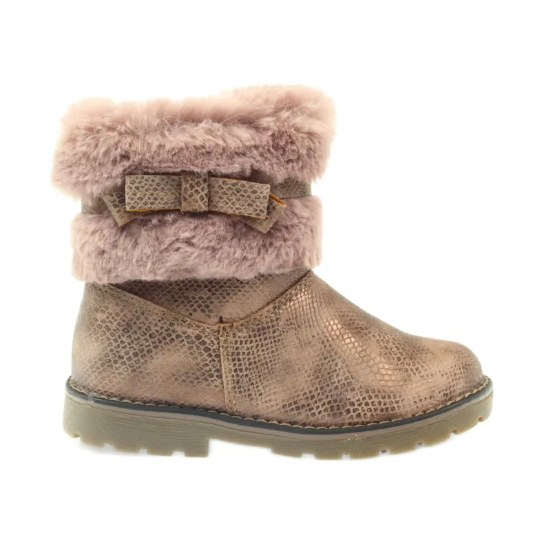American Club Amerikaanse laarzen winterlaarzen met bont17042 bruin geel roze