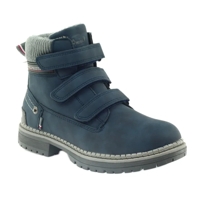 American Club Klittenband laarsjes 708121 grijs marineblauw