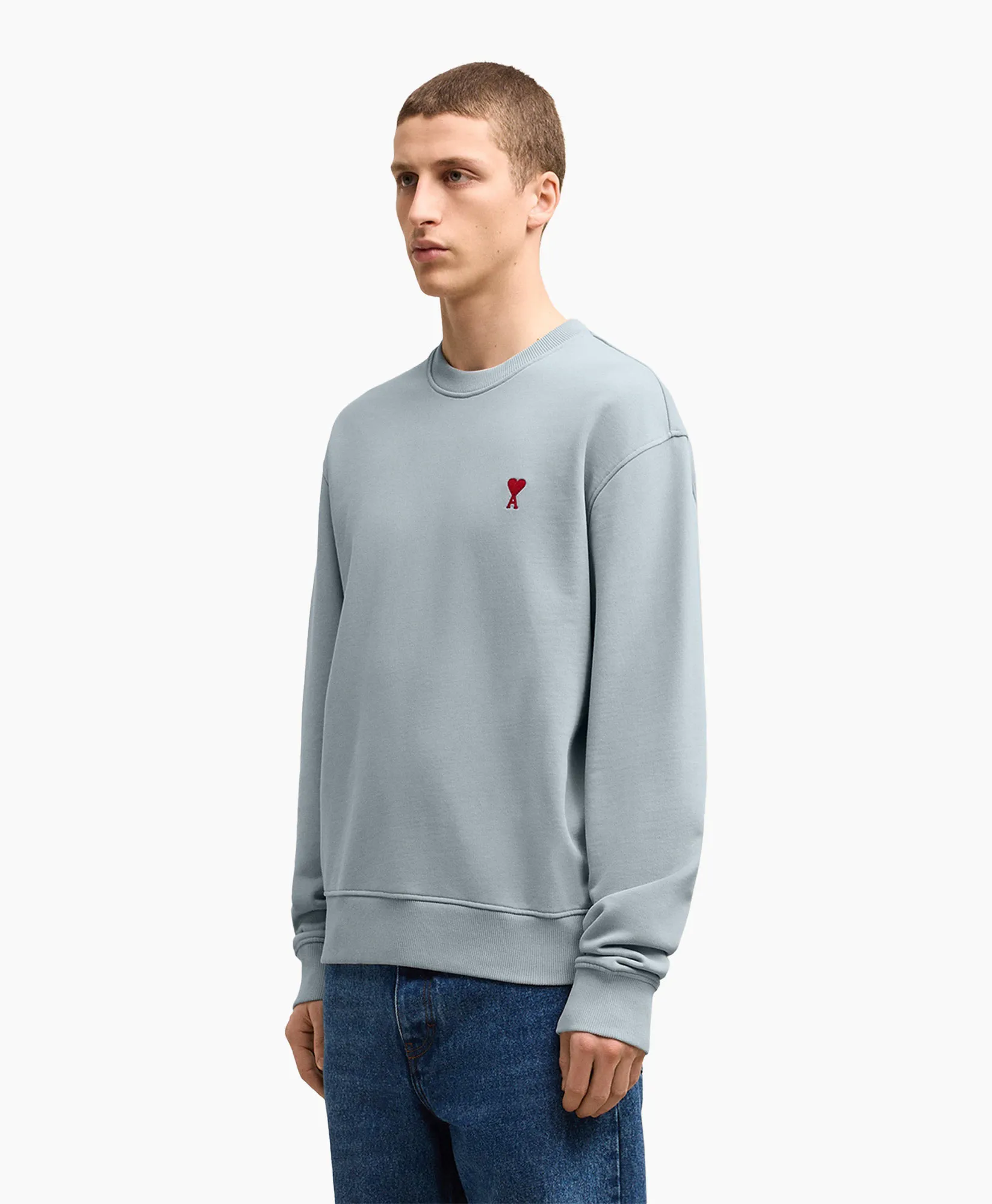 Ami Paris Sweater Ami De Coeur Sweatshirt Licht Blauw