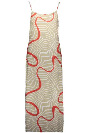 ANNA PRINT DRESS 243 SAND/RED