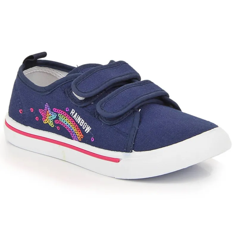 Atletico marineblauwe sneakers met klittenband voor meisjes