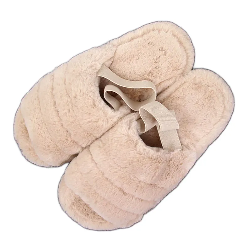 Beige bontpantoffels voor dames Seastar