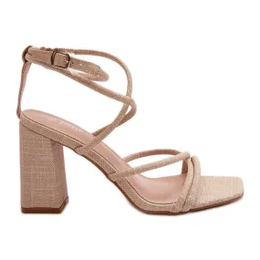Beige Herfiana sandalen met hoge hak en bandjes