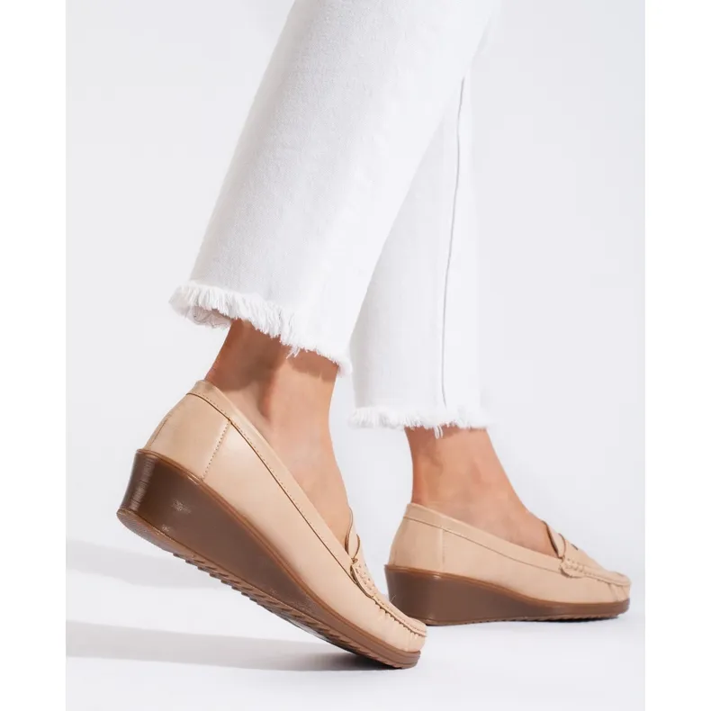 Beige mocassins voor dames