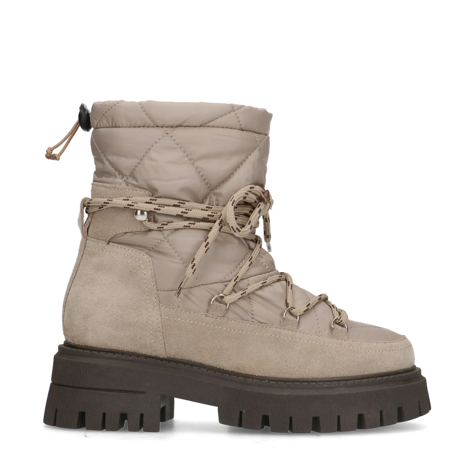 Beige puffer veterboots