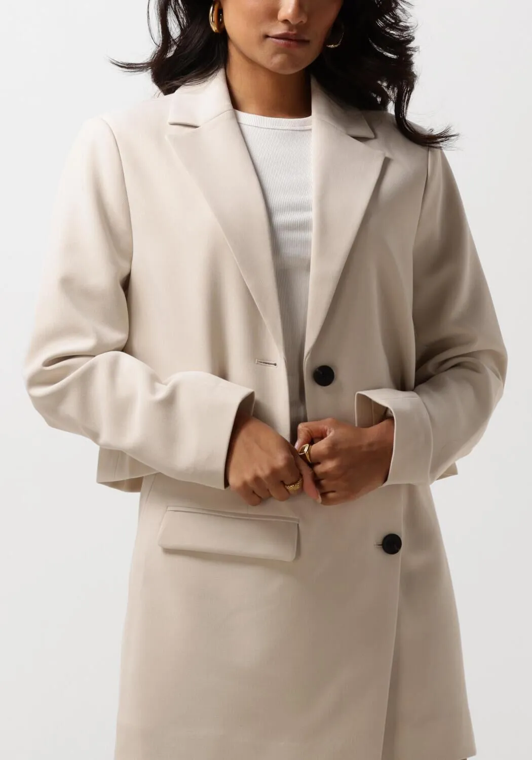 beige second female blazer evie cropped blazer