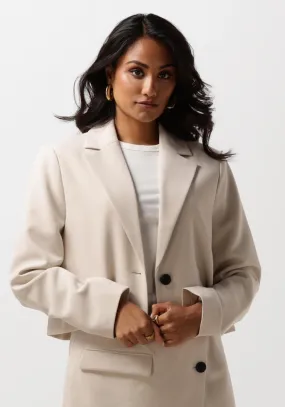 beige second female blazer evie cropped blazer