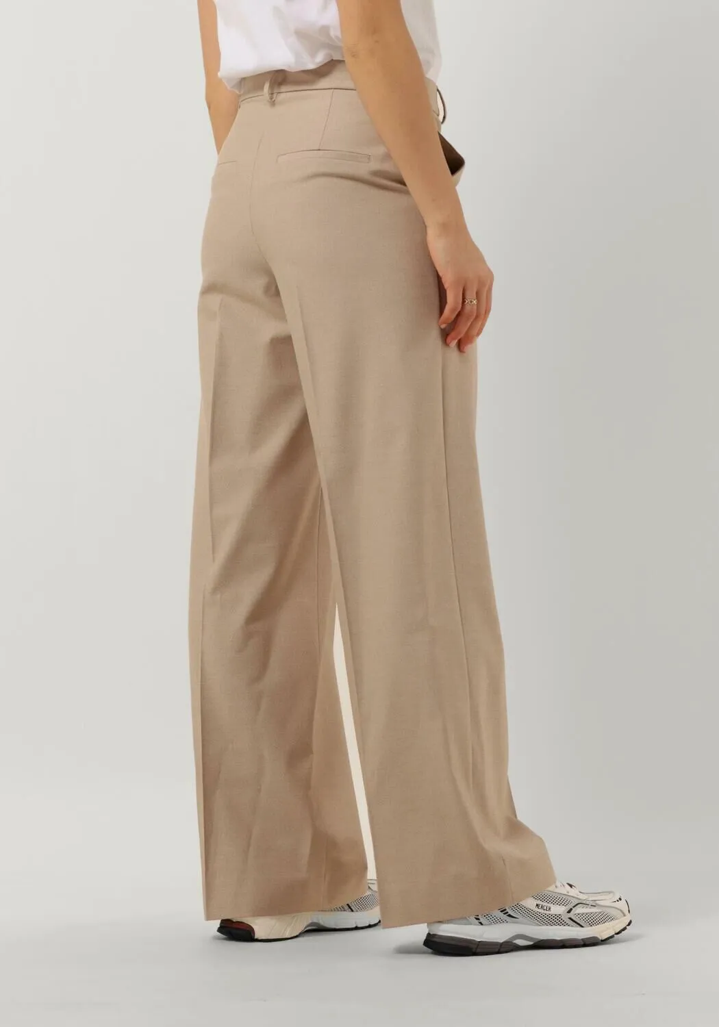 beige selected femme pantalon slfeliana hw wide pant n