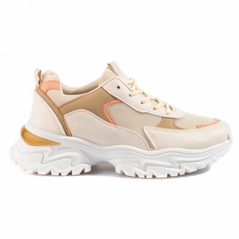 BEIGE SHELOVETSNEAKERS MET PLATEAUZOOL VOOR DAMES ORANJE