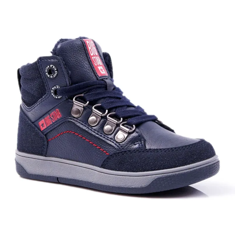 Big Star Jongensschoenen Sneakers Grote Ster Schapenvacht Marineblauw EE374088