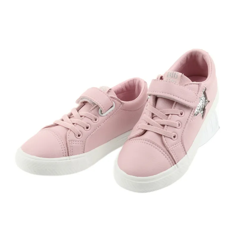 Big Star Velcro sneakers ster 374104 roze grijs