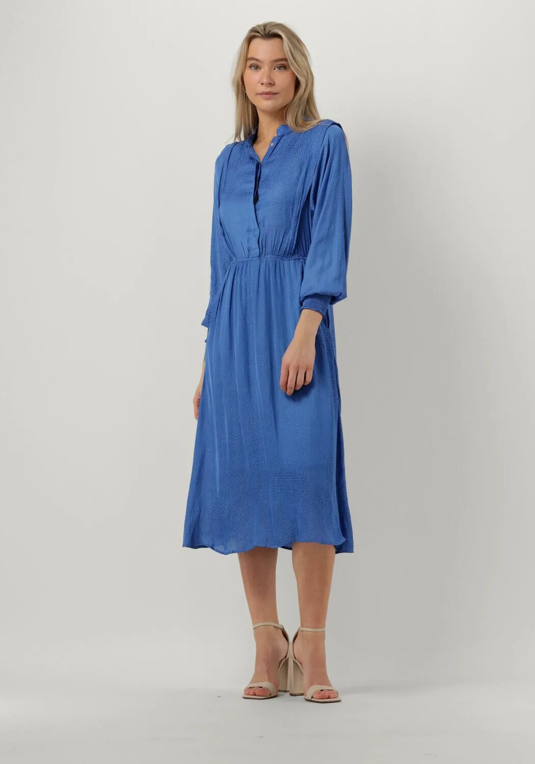 blauwe co'couture midi jurk cassie dress