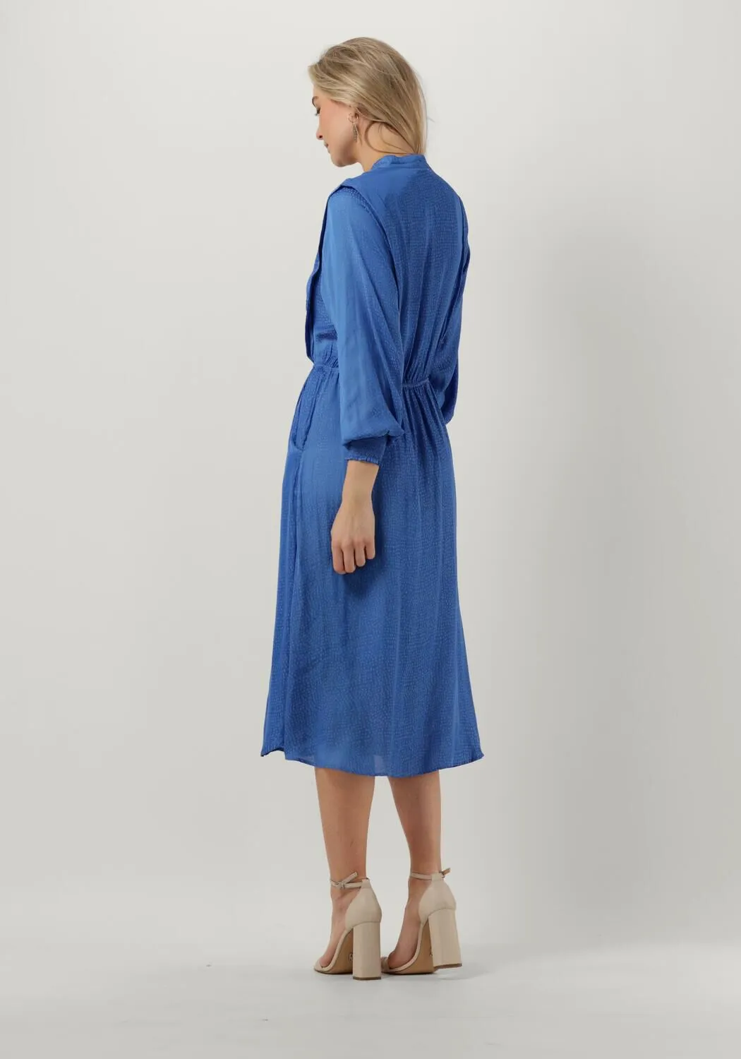 blauwe co'couture midi jurk cassie dress