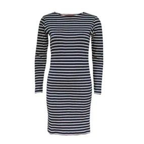 Breton Stripe Boatneck Longsleeve Navy Natural Jurk Dames