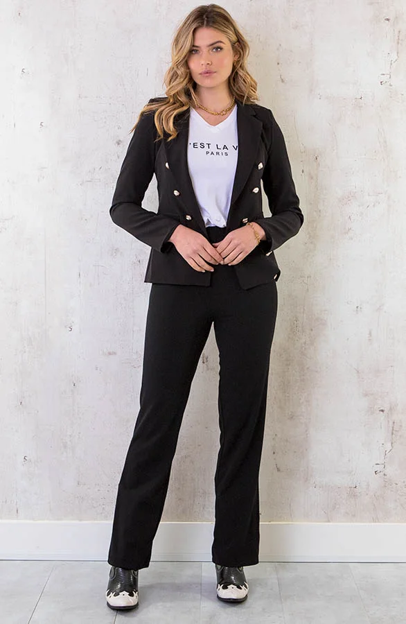 Button Blazer Zwart 2.0
