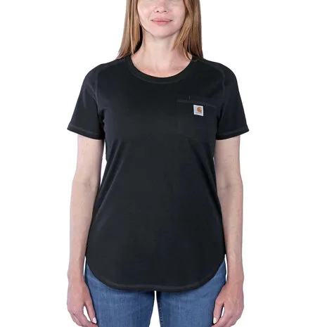 CARHARTT FORCE MIDWEIGHT SHORTSLEEVE ZWART POCKET TSHIRT DAMES