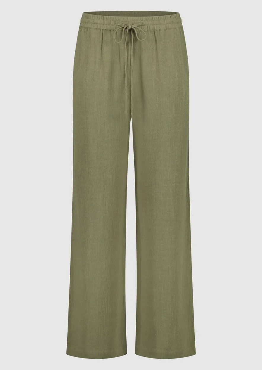 Celia Linnen Pants Husk Green