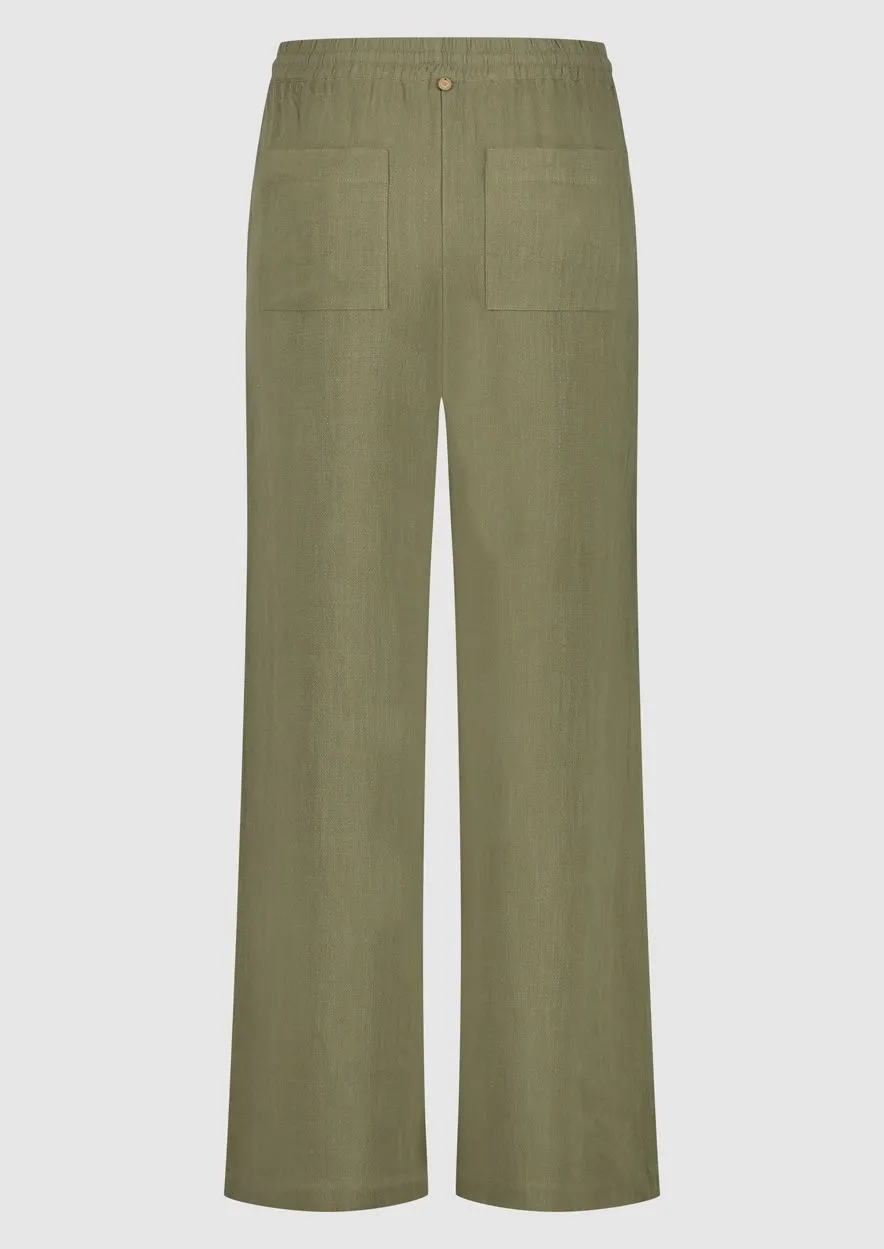 Celia Linnen Pants Husk Green