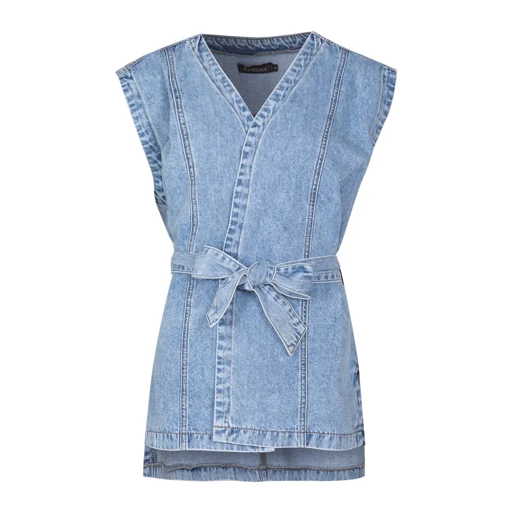 CHERIE GILET DENIM  LICHTBLAUW  – GMAXX  [ALLEEN ONLINE]