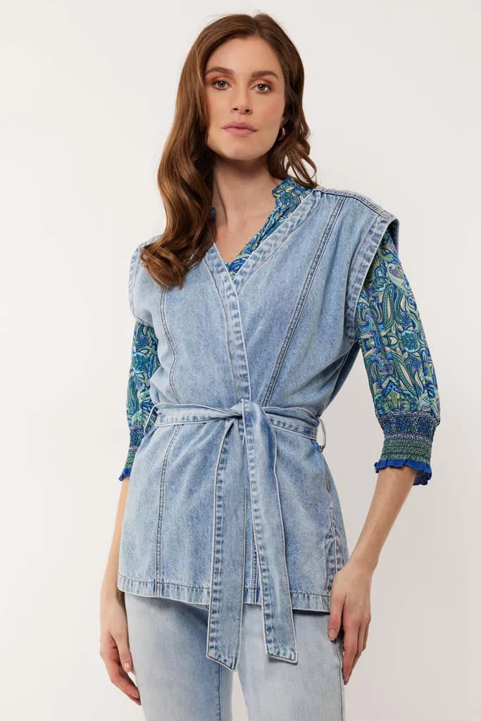 CHERIE GILET DENIM  LICHTBLAUW  – GMAXX  [ALLEEN ONLINE]