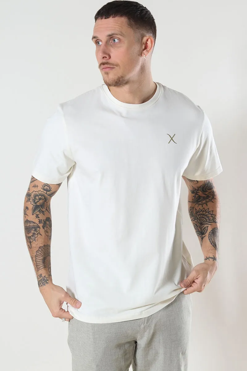   Clean Cut Copenhagen  Cross Logo Organic Tee Ecru