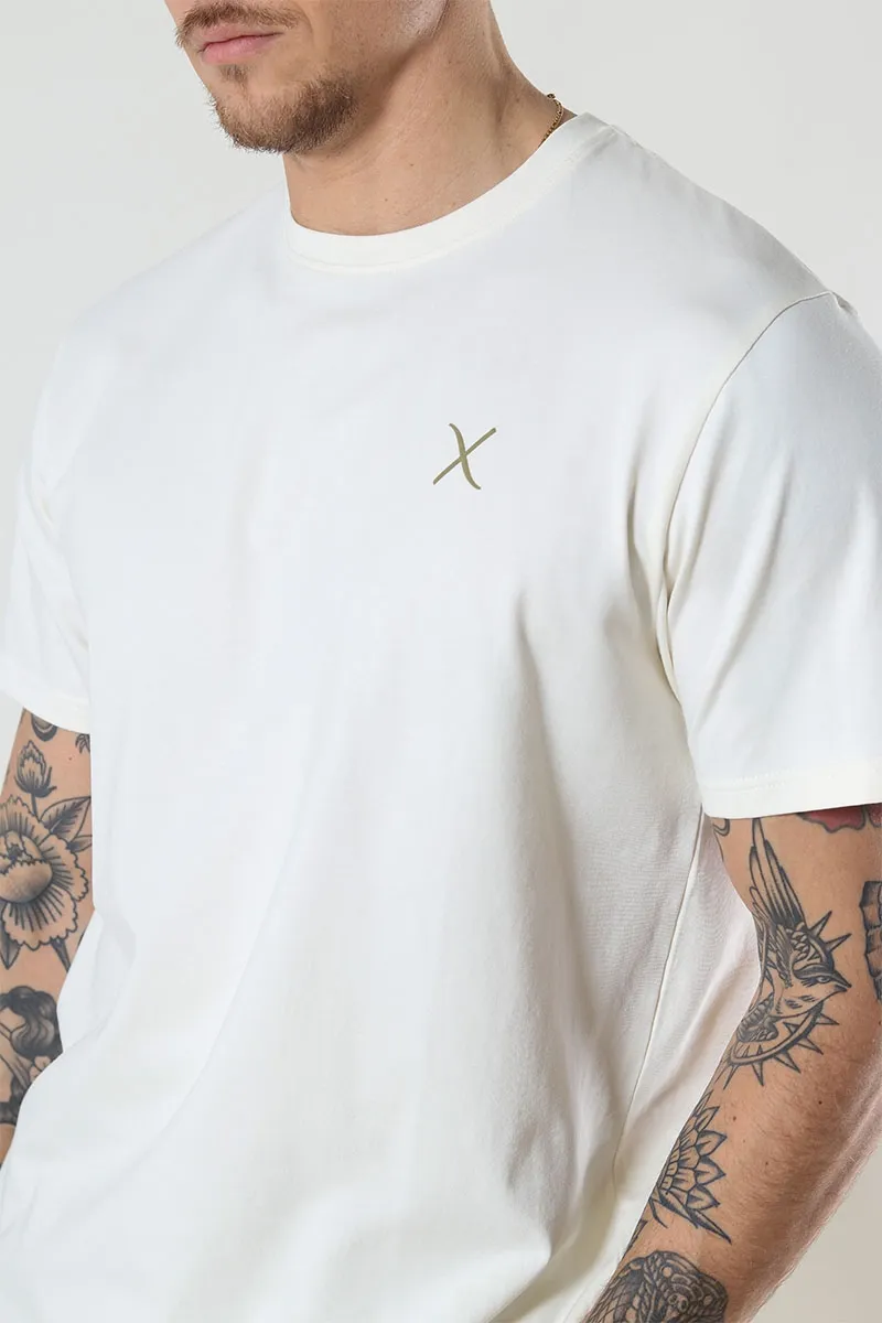   Clean Cut Copenhagen  Cross Logo Organic Tee Ecru