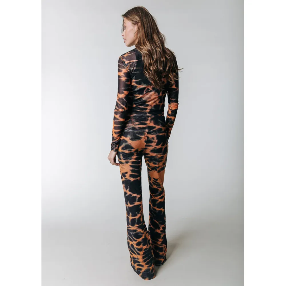   Colourful Rebel Animal Mesh Extra Flare Pants Multi KL