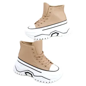 Corbel Khaki sneakers met hoge zolen beige