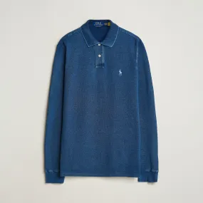 Custom Slim Fit Long Sleeve Polo Shirt Dark Indigo