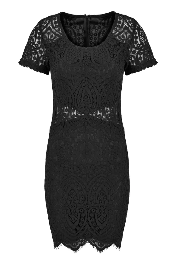 Cut Out Lace Dress Black