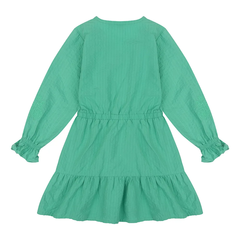 DAILY7  DRESS LONGSLEEVE POPLIN BRODERIE – GREEN SEA