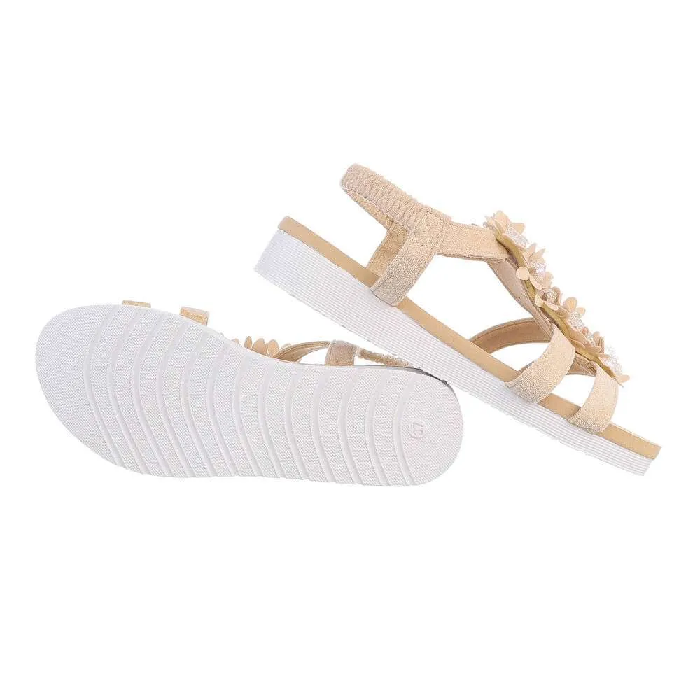 DAMES SANDALEN MET BLOEMEN  BEIGE