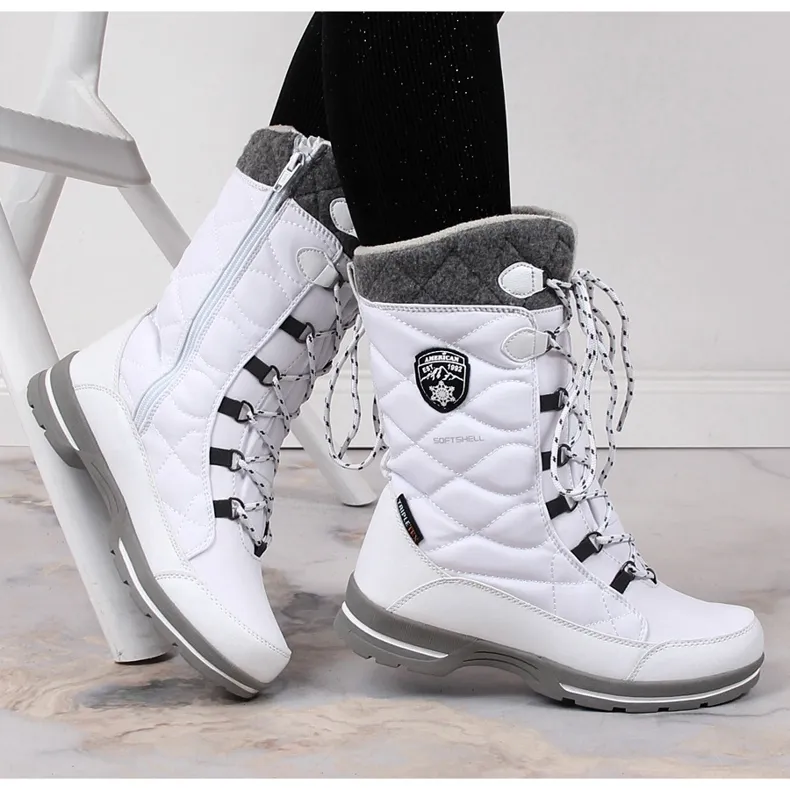 Dames snowboots waterdicht winter wit American Club 08/22