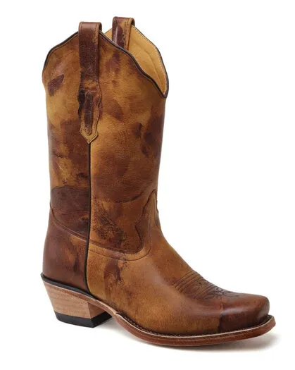 DAMES WESTERN LAARZEN / COWBOY BOOTS ECHT LEDER  BROWN HAND PAINTED