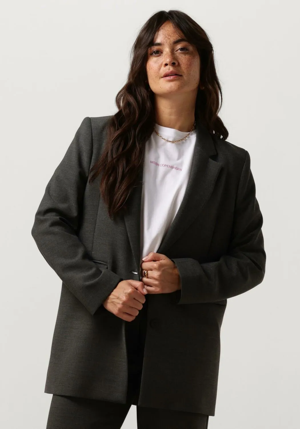 donkergrijze selected femme blazer slfrita ls relaxed blazer