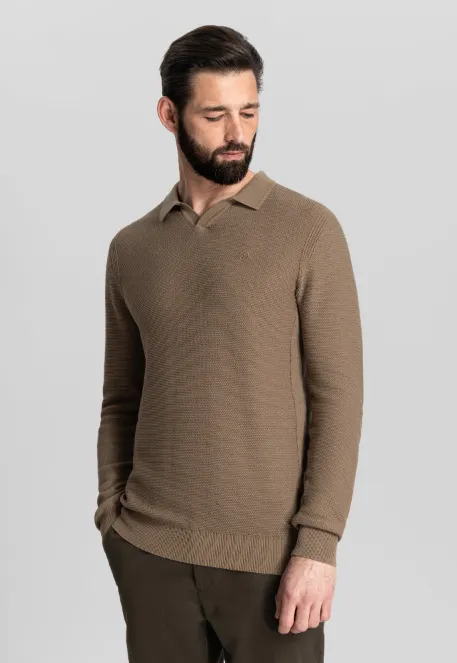 DSTREZZED PULLOVER MELANGE SLUB MERCURY POLO OAK (405578  265)