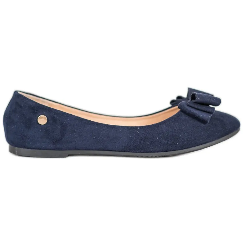 ELEGANTE BALLERINA'S MET EEN VINCEZASTRIK MARINEBLAUW BLAUW