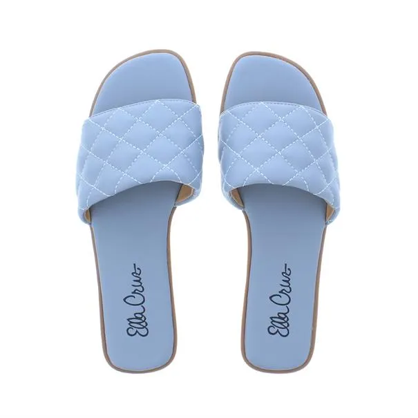 Ella Cruz Orsila Ruit Stiksel Muiltje Jeans Blauw