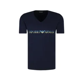 Emporio Armani V-Neck Tee Big Logo Navy