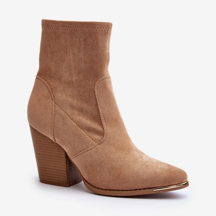 Enkellaarsjes voor dames Kaki Sanile beige